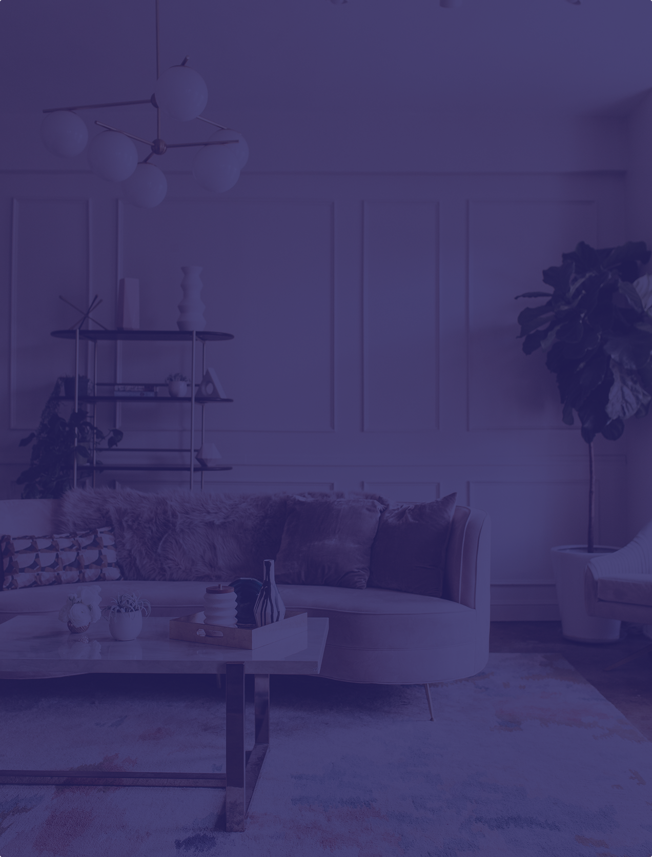 A living room with a coffee table and couch